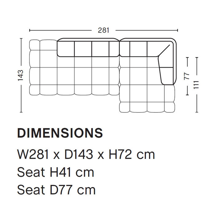 HAY Quilton Sofa - Combination 21 - Sense Black - HAY