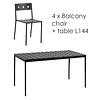 HAY Balcony set - table L144 + 4 chairs