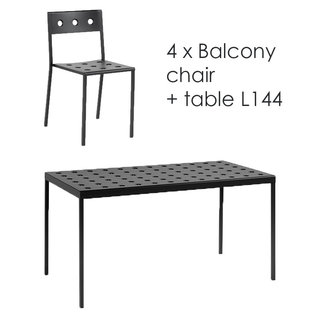 HAY Balcony set - table L144 + 4 chairs
