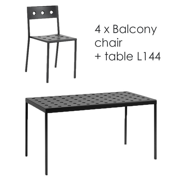 HAY Balcony set - table L144 + 4 chairs