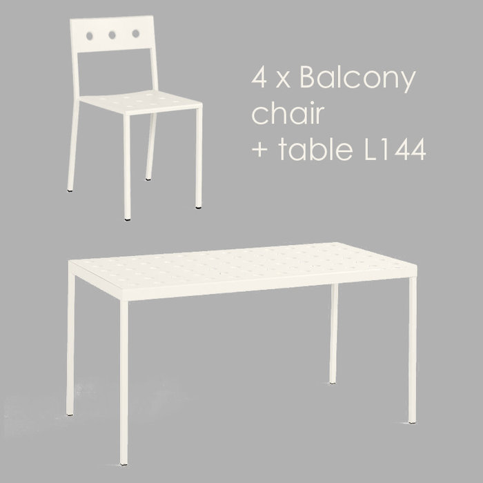 HAY Balcony set - table L144 + 4 chairs