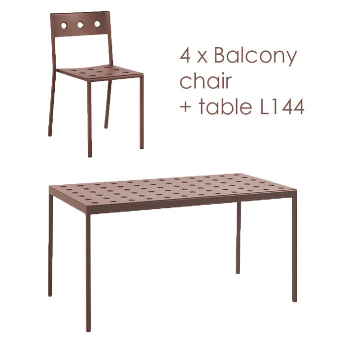 HAY Balcony set - table L144 + 4 chairs