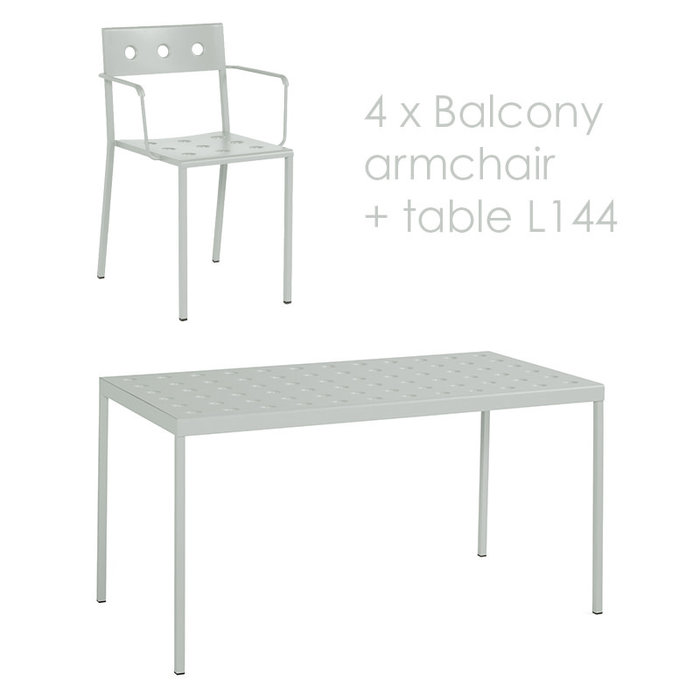 HAY Balcony set - table L144 + 4 armchairs