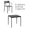 HAY Balcony set - table L75 + 2 armchairs