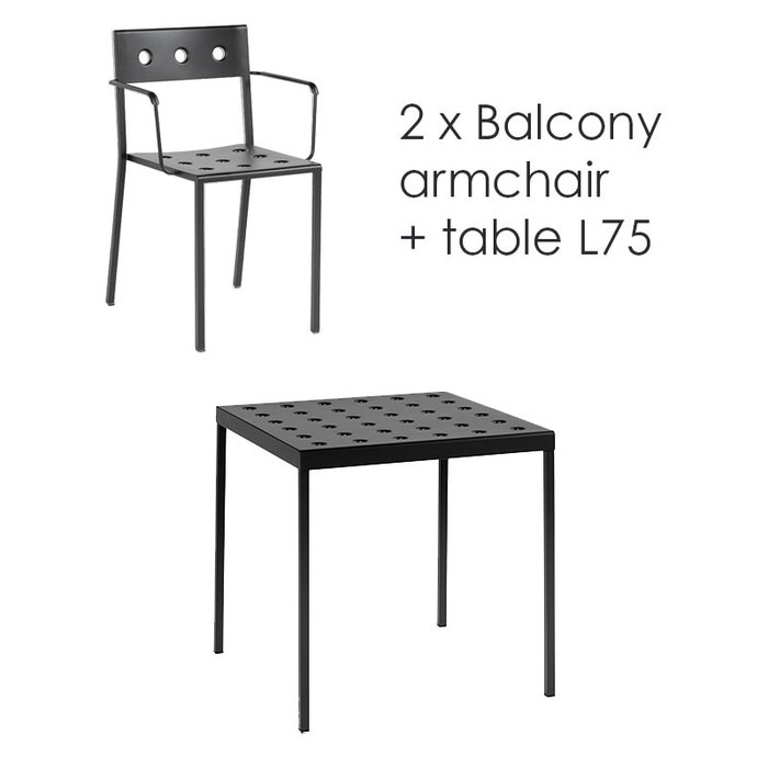 HAY Balcony set - table L75 + 2 armchairs