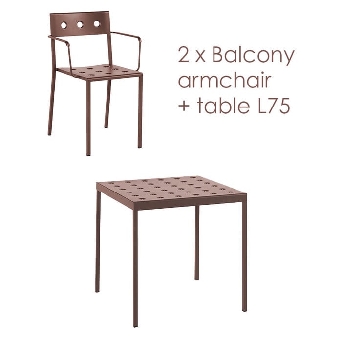 HAY Balcony set - table L75 + 2 armchairs