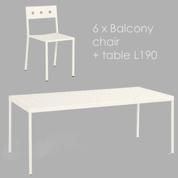 HAY Balcony set - table L190 + 6 chairs