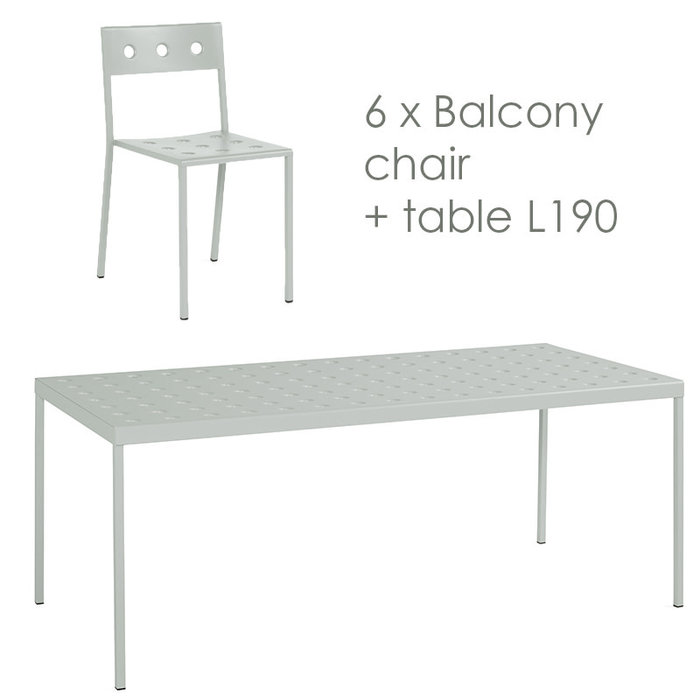 HAY Balcony set - table L190 + 6 chairs