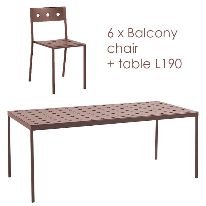 HAY Balcony set - table L190 + 6 chairs