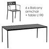 HAY Balcony set - table L190 + 6 armchairs