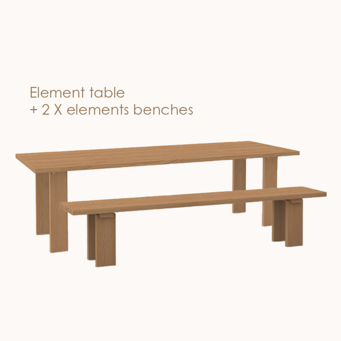 Studio Henk Ensemble d'éléments: table d'éléments + 2 bancs - Studio Henk
