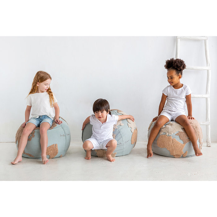Lorena Canals World Map - wasbare pouf katoen 45 x Ø50 cm
