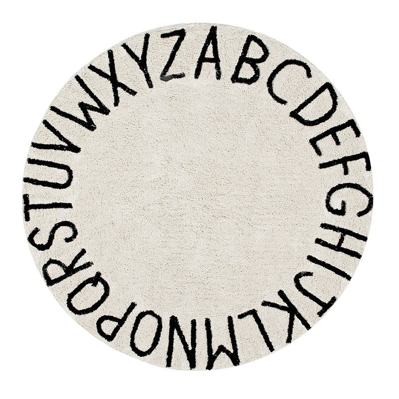 Lorena Canals ABC Natural Black - rond wasbaar tapijt katoen Ø150 cm