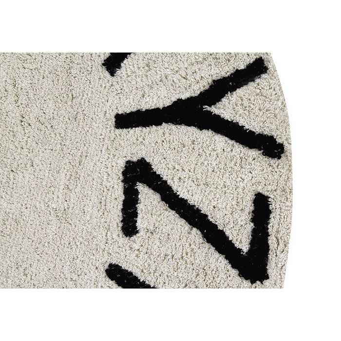 Lorena Canals ABC Natural Black - tapis rond en coton lavable Ø150 cm