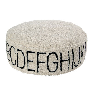 Lorena Canals ABC Natural Black - wasbare Pouf katoen Ø70 cm