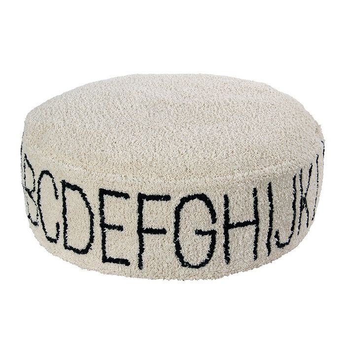 Lorena Canals ABC Natural Black - Pouf en coton lavable Ø70 cm