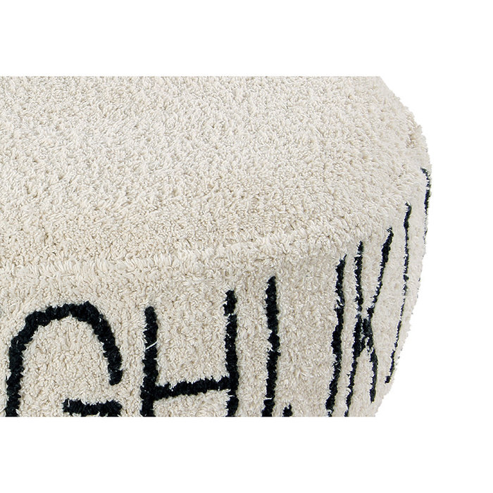 Lorena Canals ABC Natural Black - Pouf en coton lavable Ø70 cm