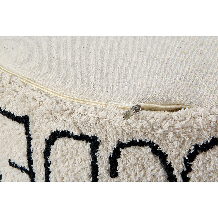 Lorena Canals ABC Natural Black - Pouf en coton lavable Ø70 cm