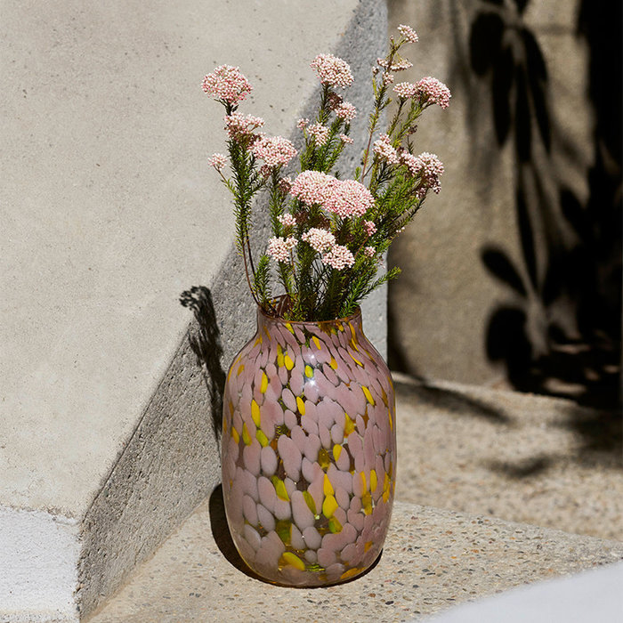 HAY Splash Vase Round L - Light pink and yellow