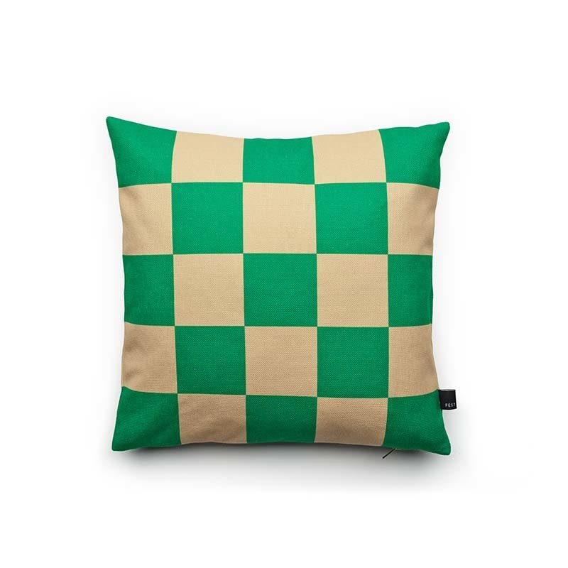 Fest Amsterdam Coussin Checks 45x45 Vert/Sable - Fest Amsterdam