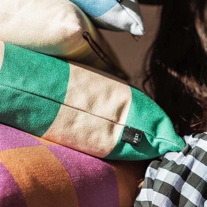 Fest Amsterdam Coussin Checks 45x45 Vert/Sable - Fest Amsterdam