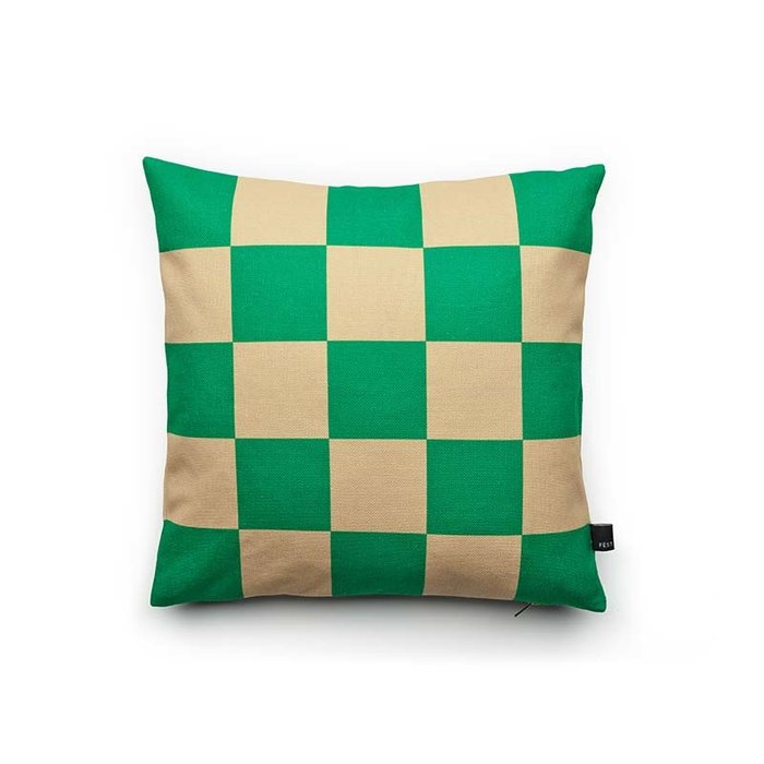 Fest Amsterdam Coussin Checks 45x45 Vert/Sable - Fest Amsterdam