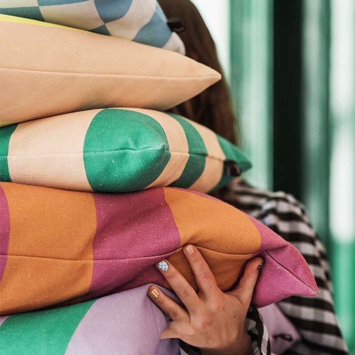 Fest Amsterdam Checks kussen 60x60 Paars/Oranje