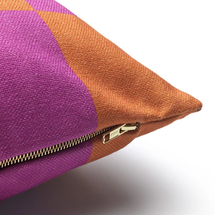 Fest Amsterdam Checks kussen 60x60 Paars/Oranje