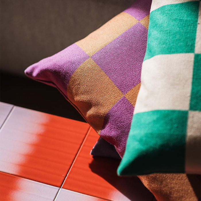 Fest Amsterdam Checks kussen 60x60 Paars/Oranje