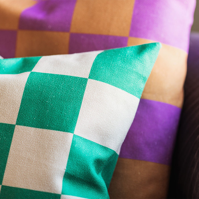 Fest Amsterdam Checks kussen 60x60 Paars/Oranje