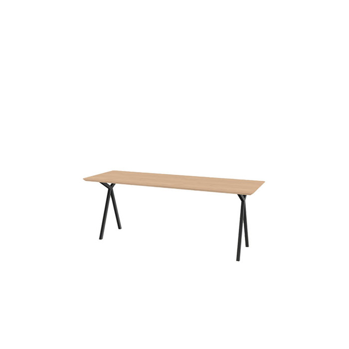 Studio Henk Rectangular slim x-type table  - natural light oak tabletop