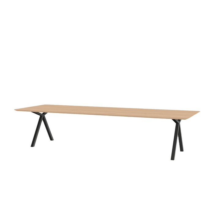 Studio Henk Rectangular slim x-type table  - natural light oak tabletop