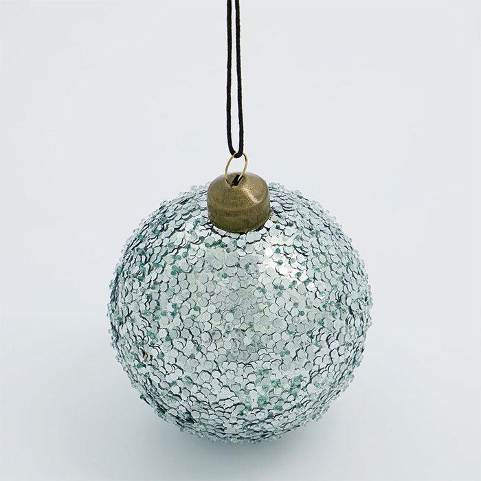 House Doctor Kerstbal Chosen paillet Lichtblauw Ø 8 cm