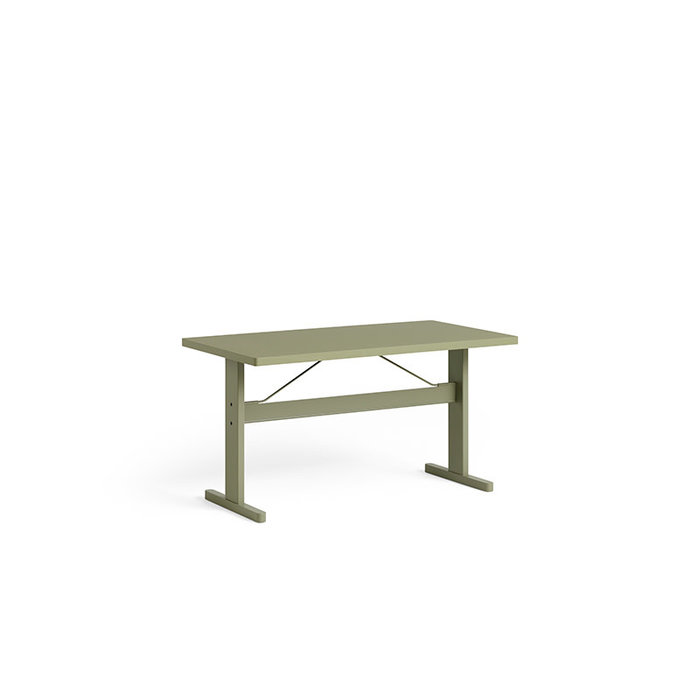 HAY Passerelle table - thyme green  oak frame - olive linoleum tabletop