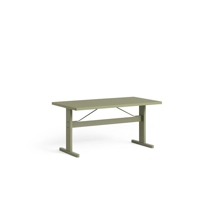 HAY Passerelle table - thyme green  oak frame - olive linoleum tabletop