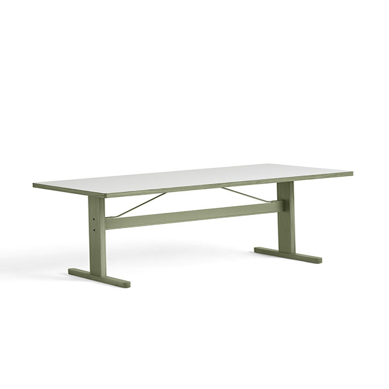 HAY Passerelle table - thyme green oak frame - dusty grey laminate tabletop