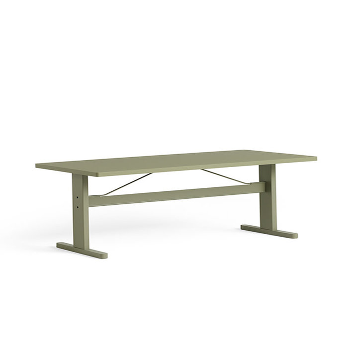 HAY Passerelle table - thyme green  oak frame - olive linoleum tabletop
