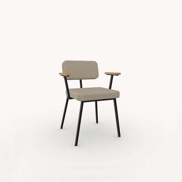 Studio Henk Ode dining armchair - black frame  - light oak armrest