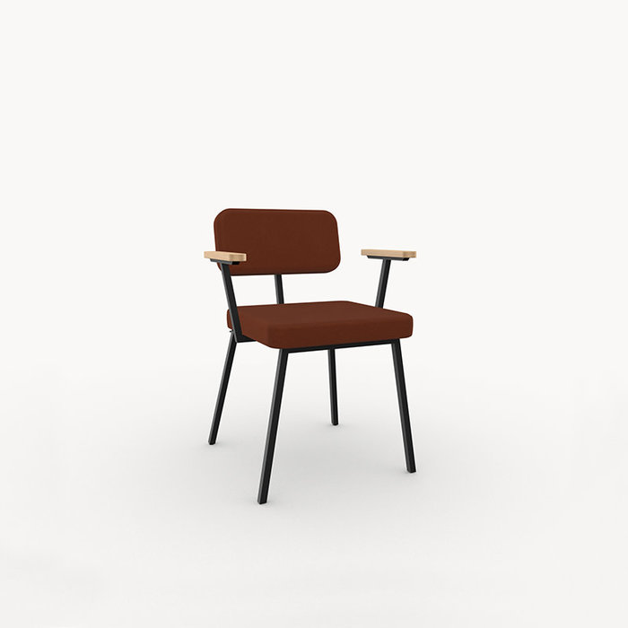 Studio Henk Ode dining armchair - black frame  - light oak armrest
