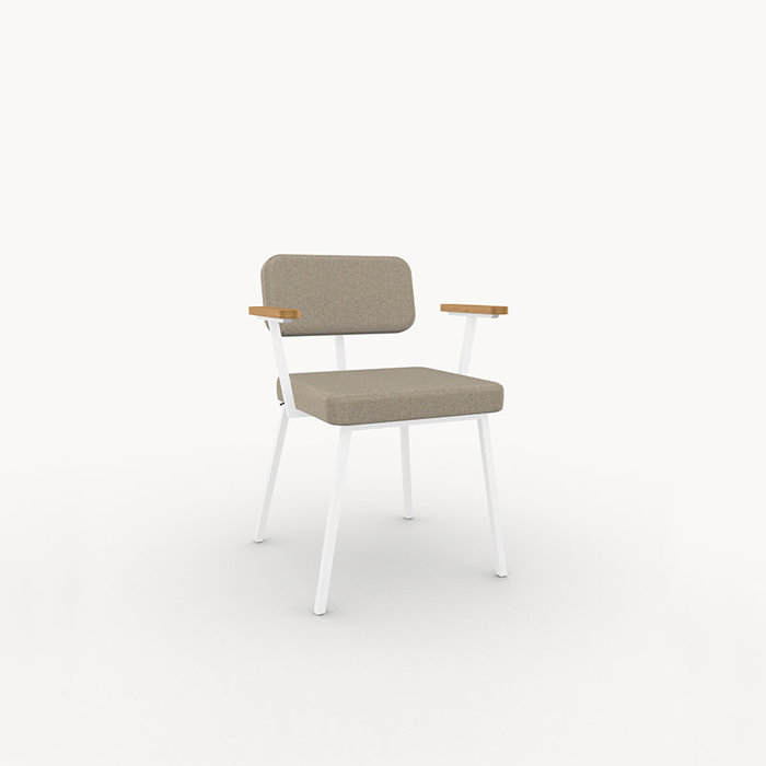 Studio Henk Ode dining armchair - white frame  - light oak armrest