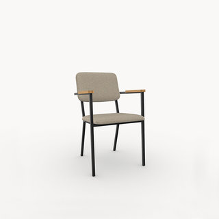 Studio Henk Co dining armchair - black frame - light oak armrest