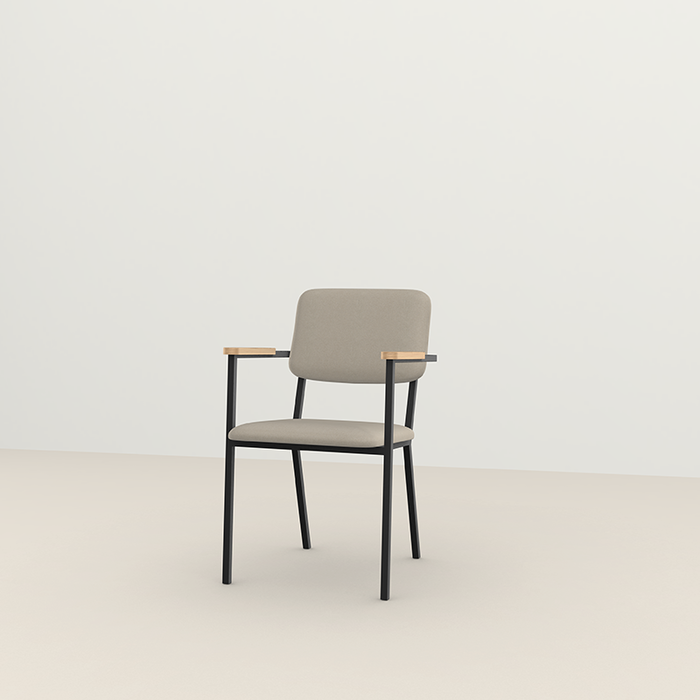 Studio Henk Co dining armchair - black frame - light oak armrest