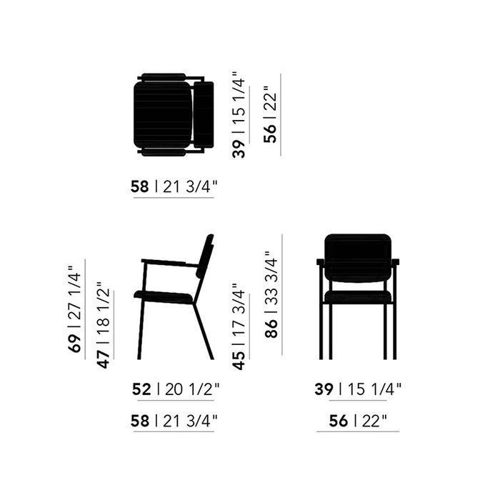 Studio Henk Co dining armchair - black frame - black oak armrest