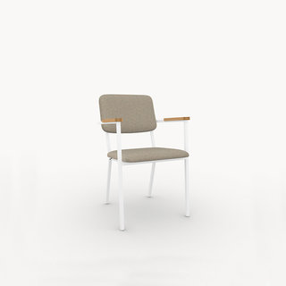Studio Henk Co dining armchair - white frame - light oak armrest