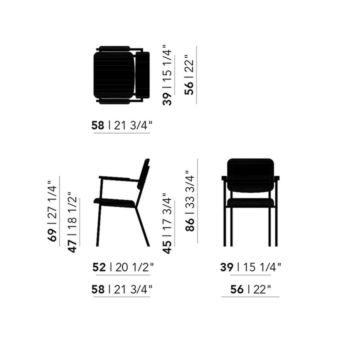 Studio Henk Co dining armchair - white frame - light oak armrest