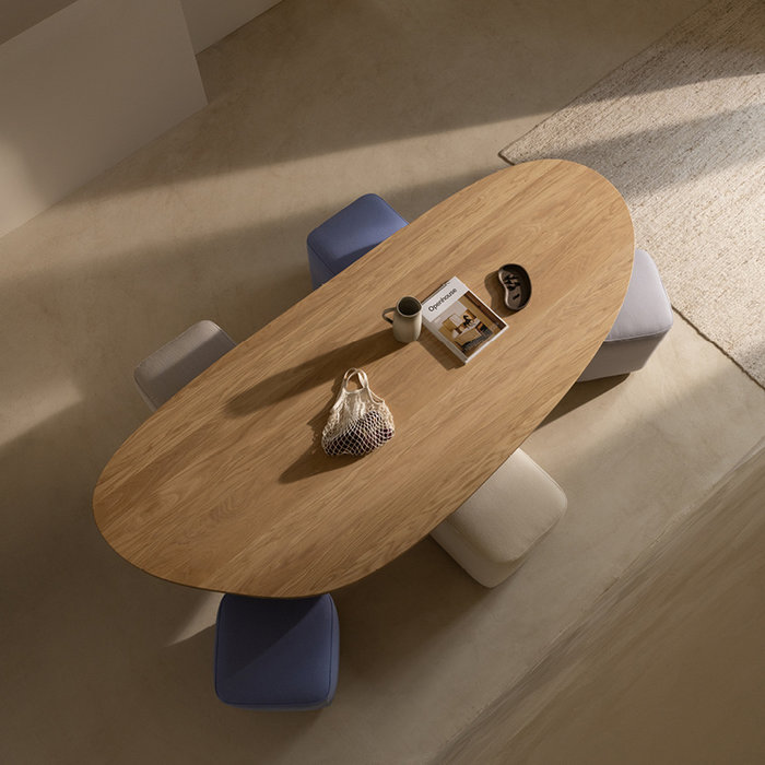 Studio Henk Blob slim x-type table  - natural light oak tabletop