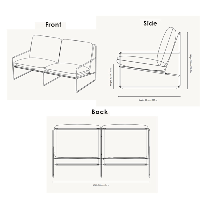 Fermliving Desert 2-seater - Black frame - Fermliving
