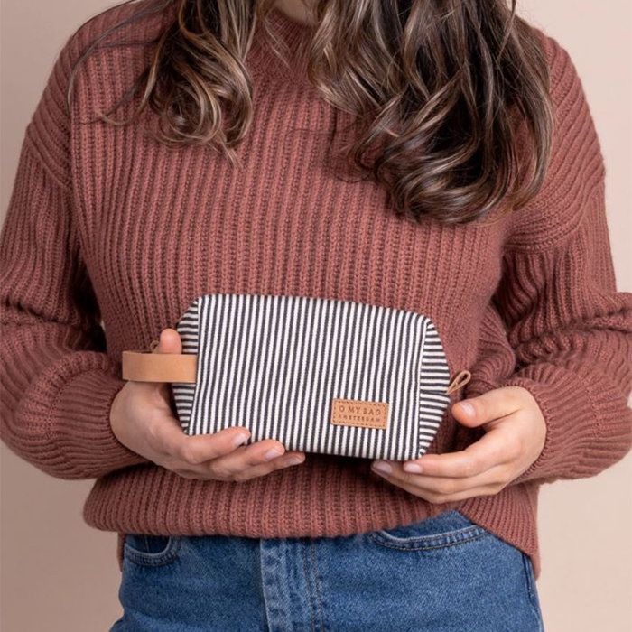 O MY BAG Trousse de toilette Ted Coton/Camel Hunter Leather - Small