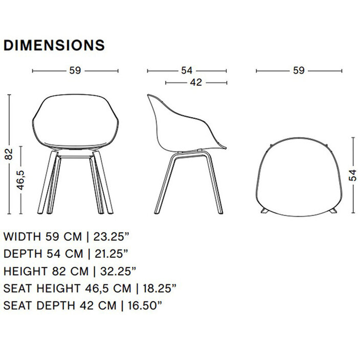 HAY AAC222 - black lacquered oak frame
