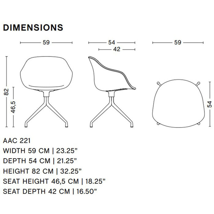 HAY AAC221 - black alu 4 star swivel frame